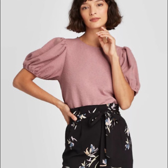 a new day Tops - A New Day Pink Blush Puff Sleeve Top S